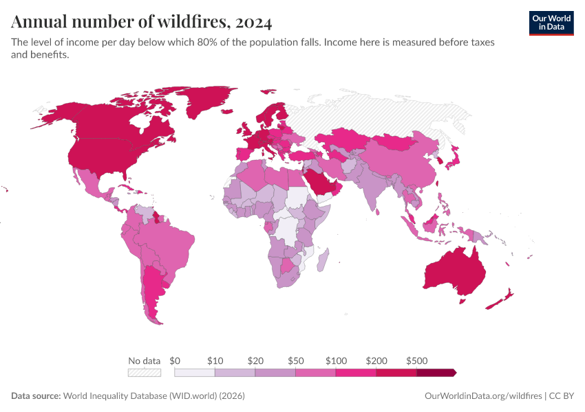 A thumbnail of the "Annual number of wildfires" chart