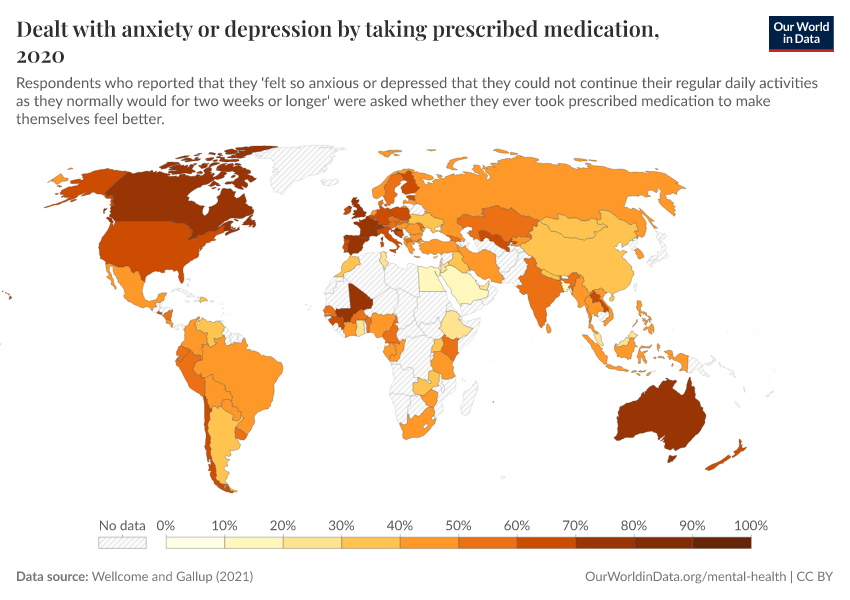Dealt with anxiety or depression by taking prescribed medication