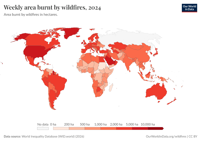 A thumbnail of the "Weekly area burnt by wildfires" chart