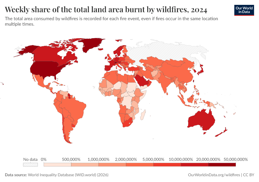 A thumbnail of the "Weekly share of the total land area burnt by wildfires" chart